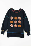 Pumpkin & Flower Graphic Long Sleeve Sweatshirt - Trendsi - Flyclothing LLC