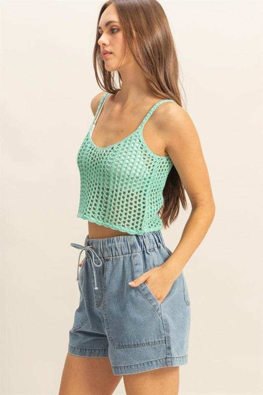 HYFVE Scoop Neck Cropped Crochet Cover Up Cami - Trendsi - Flyclothing LLC