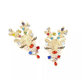 Christmas Reindeer Earrings with Colorful Rhinestones - Trendsi - Flyclothing LLC
