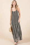 GeeGee Plus Size Striped Scoop Neck Beaded Strap Maxi Cami Dress - Trendsi - Flyclothing LLC