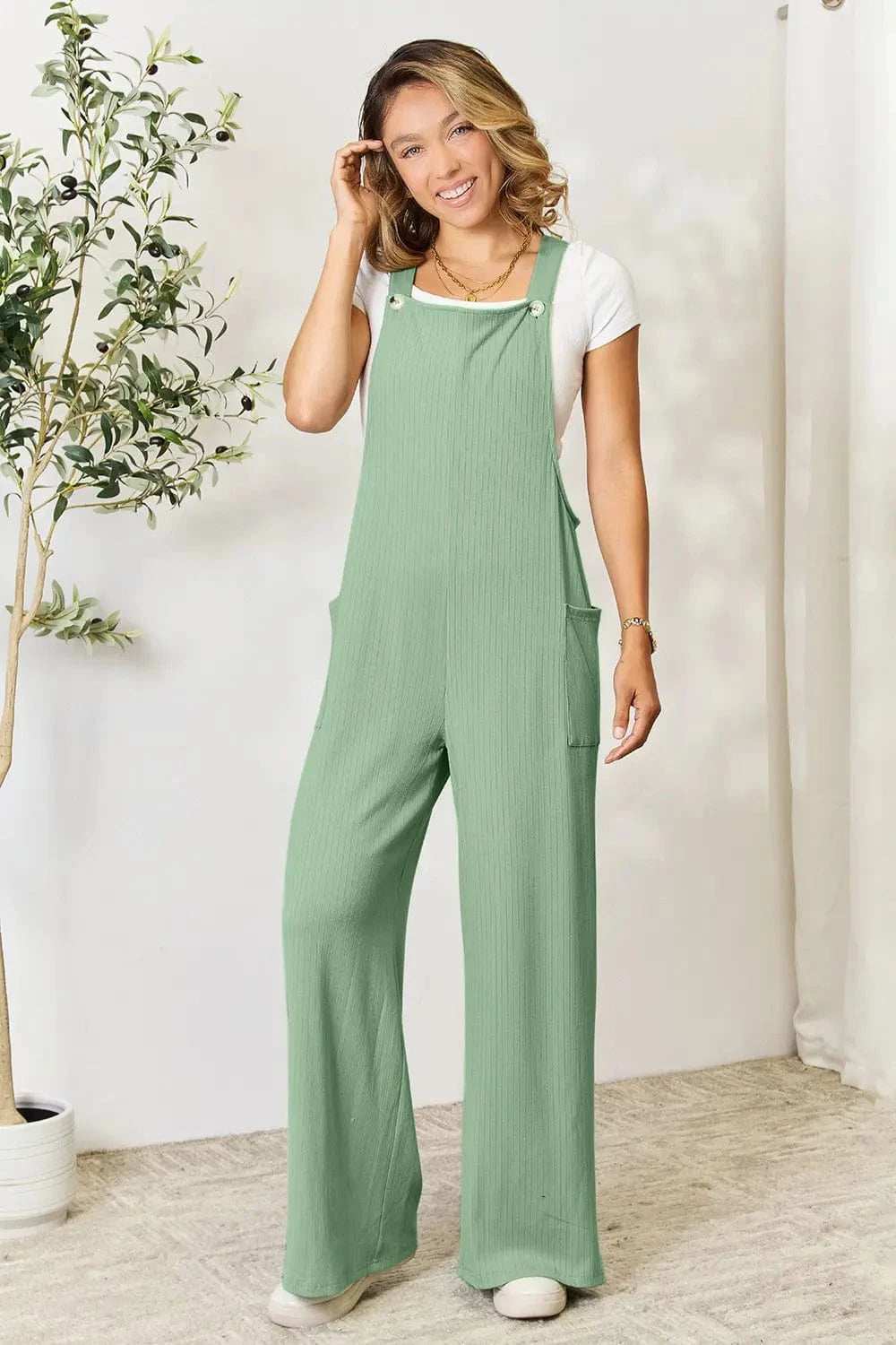 Double Take Full Size Wide Strap Overall with Pockets - Trendsi - Flyclothing LLC