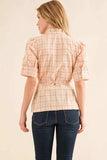And The Why Plaid Patterned and Ruffled Wrap Blouse Top - Trendsi - Flyclothing LLC