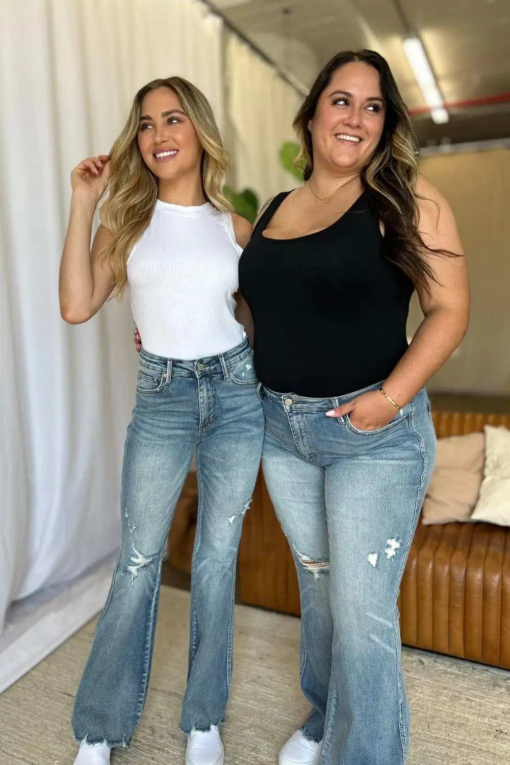 Judy Blue Full Size Medium Rise Tummy Control Destroy Flare - Trendsi - Flyclothing LLC