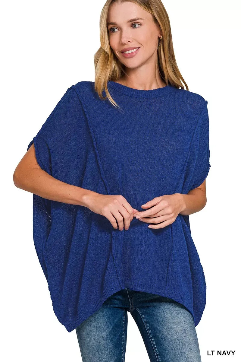 Zenana Drop Shoulder Short Sleeve Knit Top - Trendsi - Flyclothing LLC