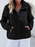 Zip Up Long Sleeve Plush Jacket - Trendsi - Flyclothing LLC