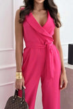 Surplice Sleeveless Wide Leg Jumpsuit - Trendsi - Flyclothing LLC