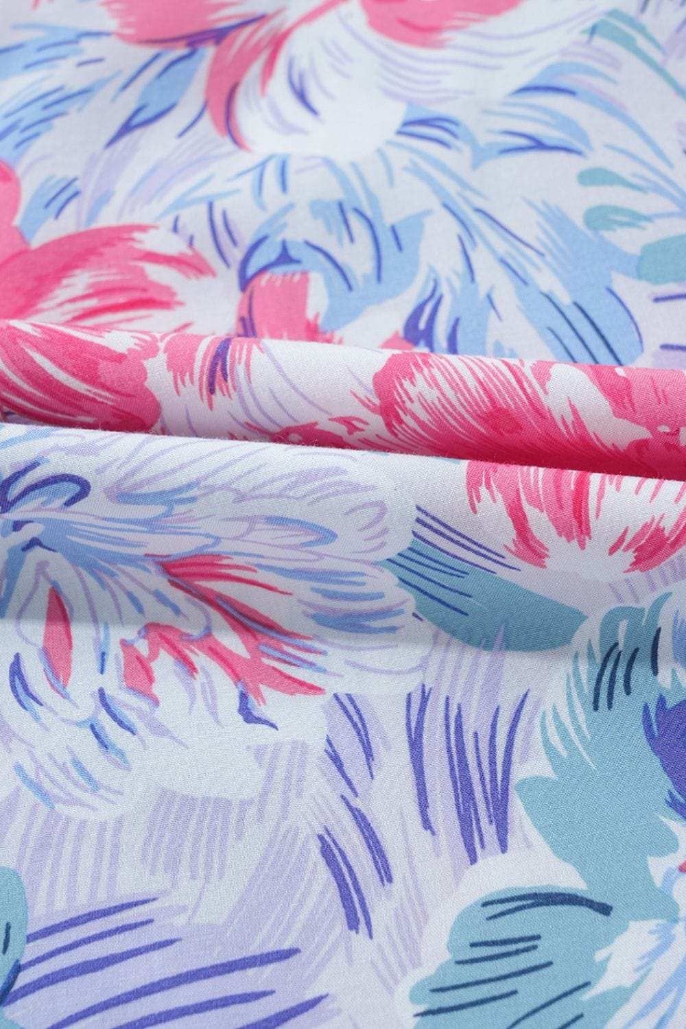 Floral Spaghetti Strap Surplice Neck Shirred Waist Mini Dress - Trendsi - Flyclothing LLC