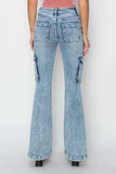 RISEN Full Size High Rise Cargo Flare Jeans - Trendsi - Flyclothing LLC