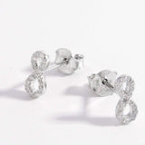 925 Sterling Silver Zircon Number 8 Stud Earrings - Trendsi - Flyclothing LLC