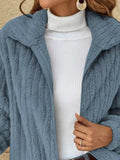 Full Size Zip-Up Long Sleeve Texture Jacket Plus Size - Trendsi - Flyclothing LLC
