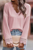Lace Detail V-Neck Long Sleeve T-Shirt - Trendsi - Flyclothing LLC
