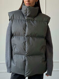 Zip Up Turtleneck Vest Coat - Trendsi - Flyclothing LLC