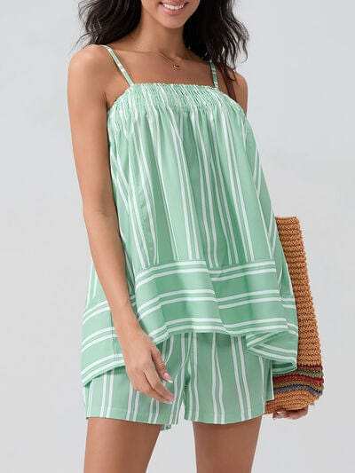 Smocked Square Neck Cami and Shorts Set - Trendsi - Flyclothing LLC