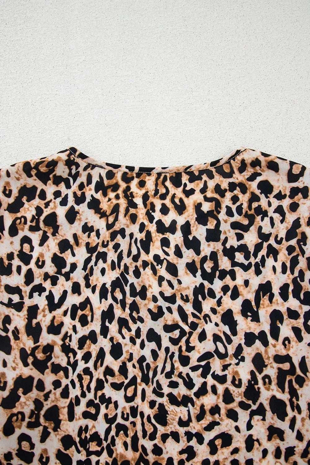 Leopard Notched Half Sleeve Blouse - Trendsi - Flyclothing LLC