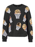 Basketball Round Neck Long Sleeve Sweatshirt - Trendsi - Flyclothing LLC