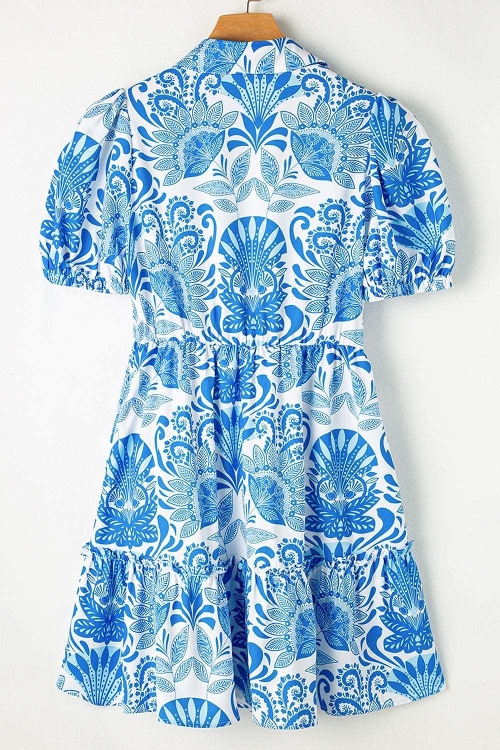 Tiered Printed Short Sleeve Mini Dress - Trendsi - Flyclothing LLC