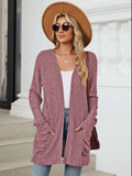 Pocketed Open Front Long Sleeve Cardigan - Trendsi - Flyclothing LLC