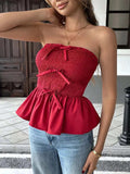 Smocked Bow Tube Top - Trendsi - Flyclothing LLC