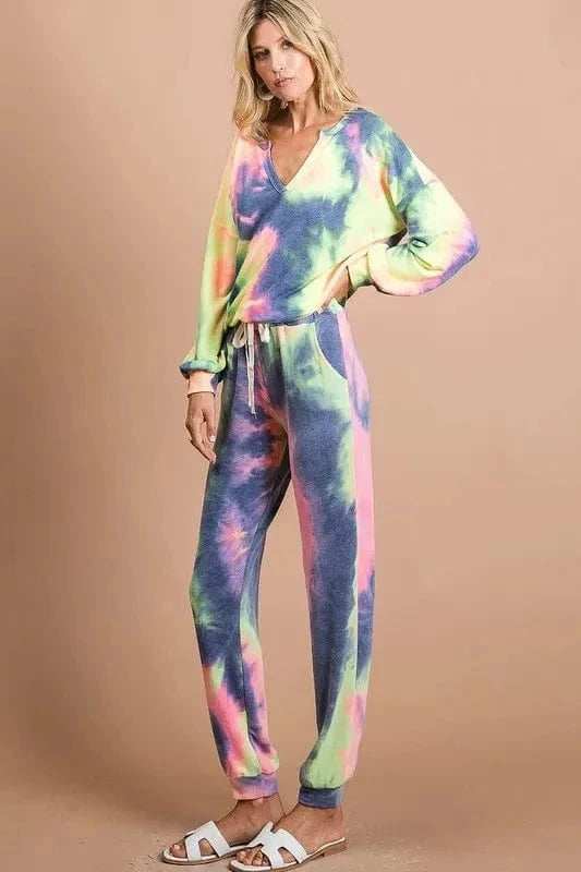 BiBi Tie Dye French Terry Casual Pants - Trendsi - Flyclothing LLC
