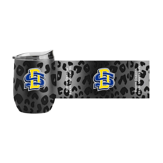 South Dakota Leopard 16oz Black Powdercoat Curved Beverage - Logo Brands - Flyclothing LLC