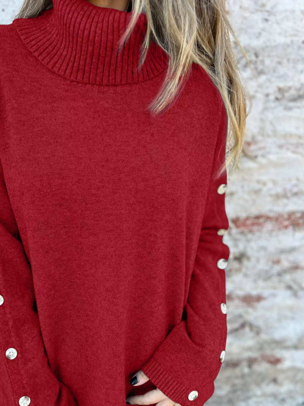 Full Size Turtleneck Long Sleeve Sweater Plus Size - Trendsi - Flyclothing LLC