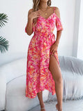 Printed Cold Shoulder Midi Cami Dress - Trendsi - Flyclothing LLC
