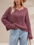 Textured Knit Round Neck Sweater - Trendsi - Flyclothing LLC