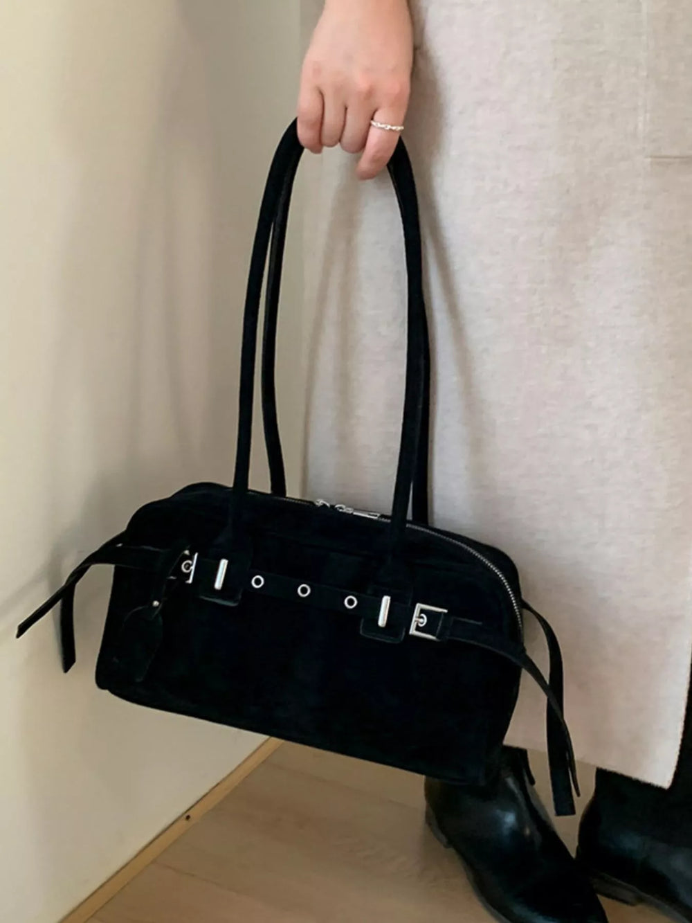 Buckle Decor Shoulder Bag - Trendsi - Flyclothing LLC