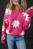 Daisy Round Neck Dropped Shoulder Sweater - Trendsi - Flyclothing LLC