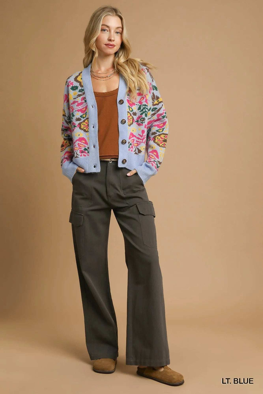 Umgee Floral Knit Button-Up Cardigan - Trendsi - Flyclothing LLC