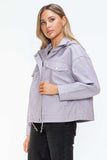 How Dare U Drawstring Hem PU Leather Zip Up Jacket - Trendsi - Flyclothing LLC