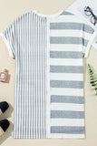 Stripe Mixed Short Sleeve Shift Mini Tee Dress - Trendsi - Flyclothing LLC