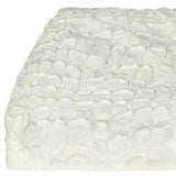 50" X 70" Ivory Faux Fur Plush Throw Blanket with Embroidery - Homeroots - Flyclothing LLC