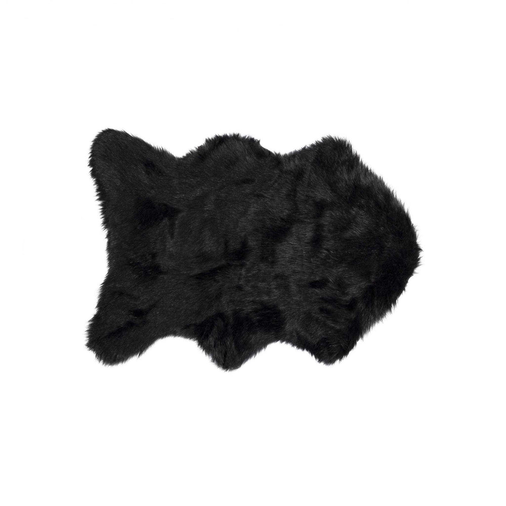 2' X 3' Black Faux Sheepskin Animal Print Washable Area Rug - Homeroots - Flyclothing LLC