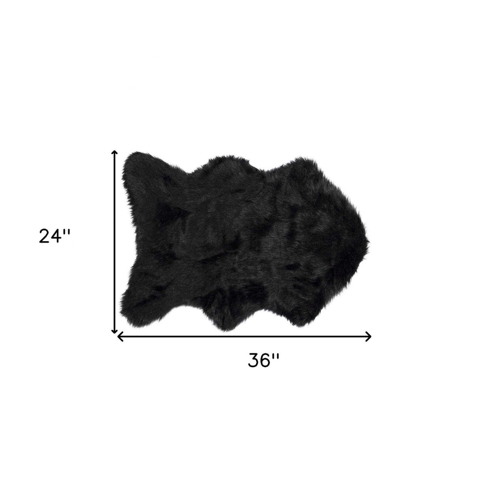 2' X 3' Black Faux Sheepskin Animal Print Washable Area Rug - Homeroots - Flyclothing LLC