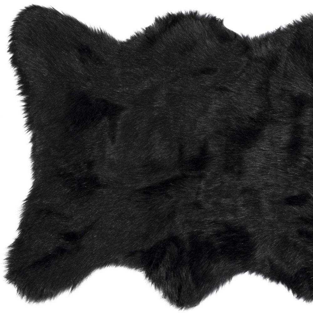 2' X 3' Black Faux Sheepskin Animal Print Washable Area Rug - Homeroots - Flyclothing LLC