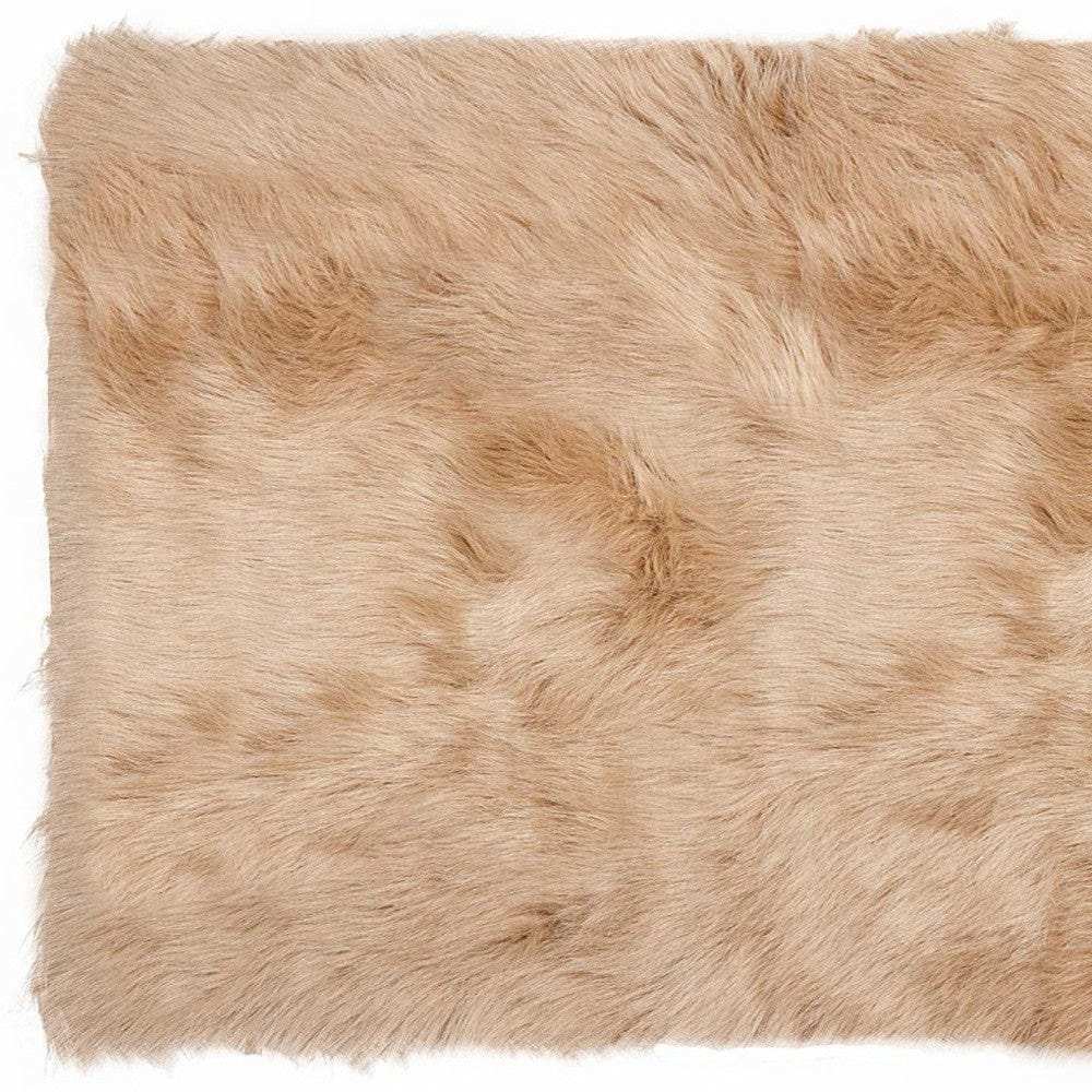 2' X 3' Tan Faux Fur Rectangular Area Rug - Homeroots - Flyclothing LLC