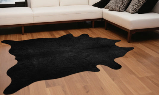 72" X 84" Black Cowhide - Rug - Homeroots