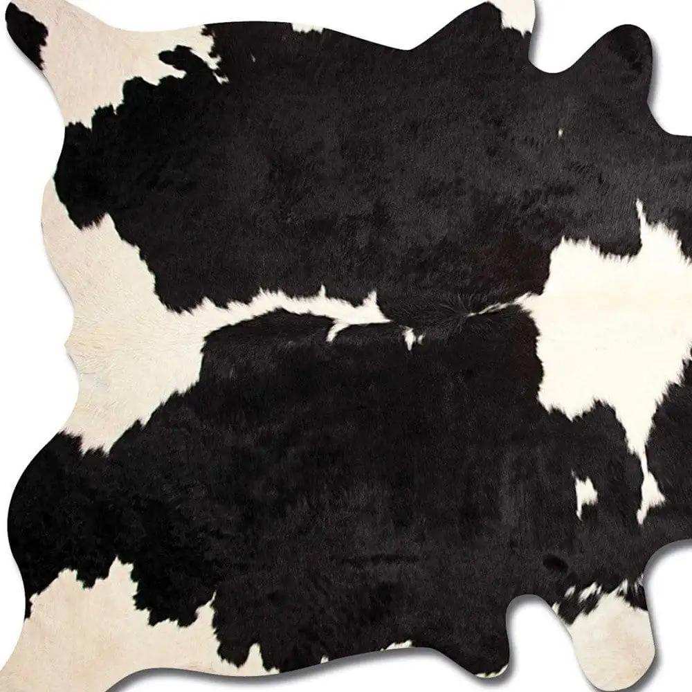 Black And White Cowhide Animal Print Area Rug - Homeroots - Flyclothing LLC
