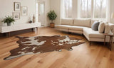 6' X 7' Brown and White Genuine Cowhide Area Rug - Homeroots - Flyclothing LLC