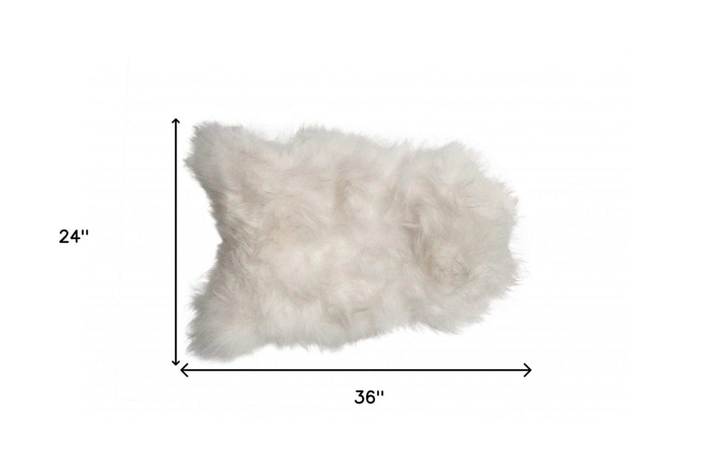 2' X 3' White Natural Wool Long-Haired Sheepskin Area Rug - Homeroots - Flyclothing LLC