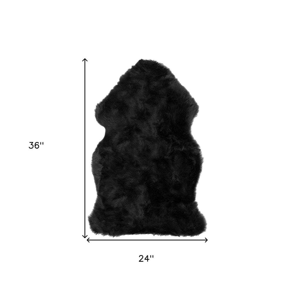 2' X 3' Black Shag Sheepskin Area Rug - Homeroots - Flyclothing LLC