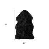 2' X 3' Black Shag Sheepskin Area Rug - Homeroots - Flyclothing LLC