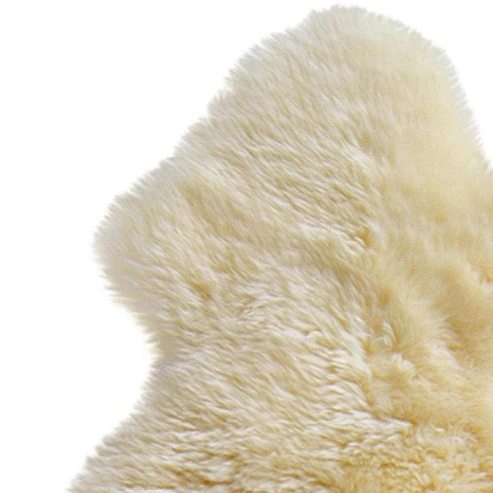 6' Runner Gold and White Wool Shag Sheepskin Area Rug - Homeroots - Flyclothing LLC
