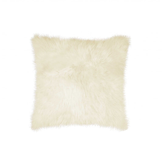 18" Natural Sheepskin Throw Pillow - Homeroots