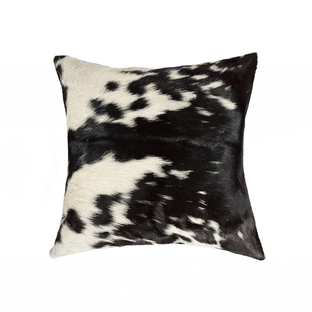 18" Black and White Cowhide Throw Pillow - Homeroots - Flyclothing LLC