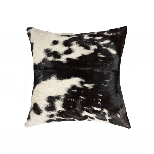 18" Black and White Cowhide Throw Pillow - Homeroots
