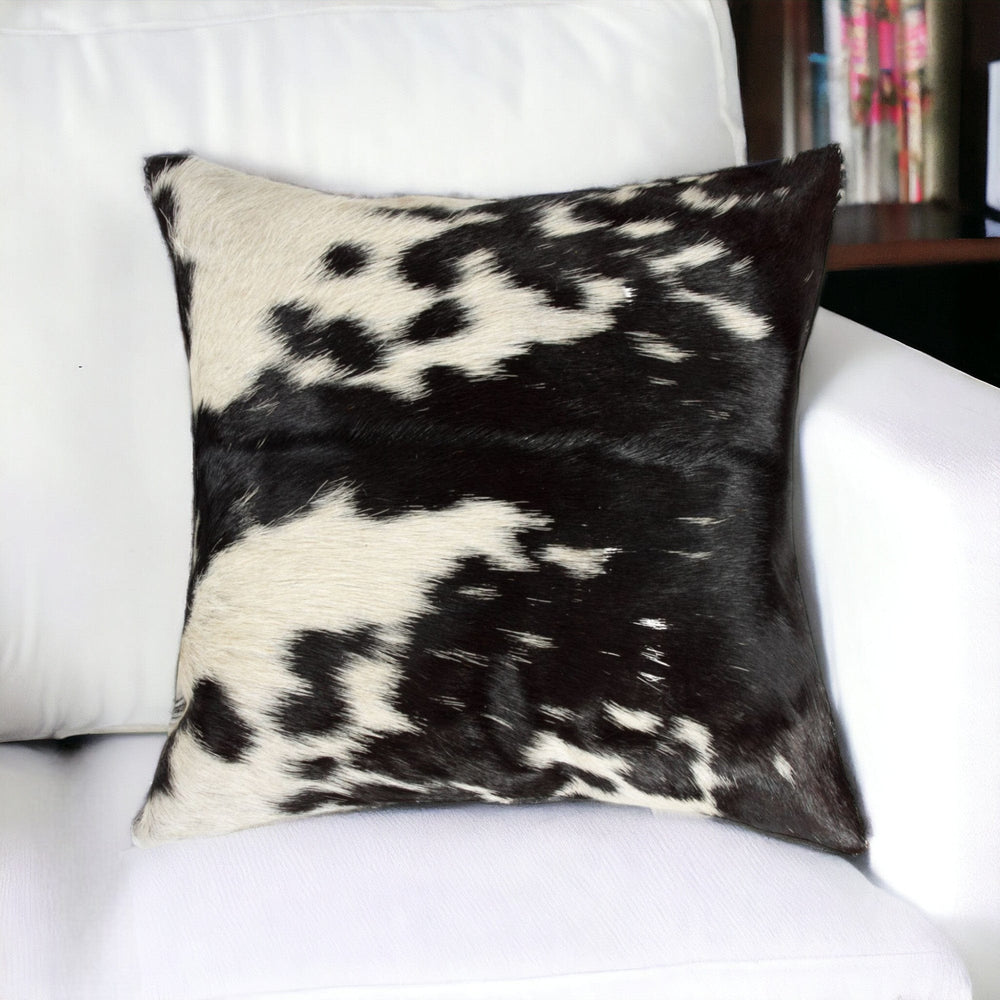 18" Black and White Cowhide Throw Pillow - Homeroots - Flyclothing LLC