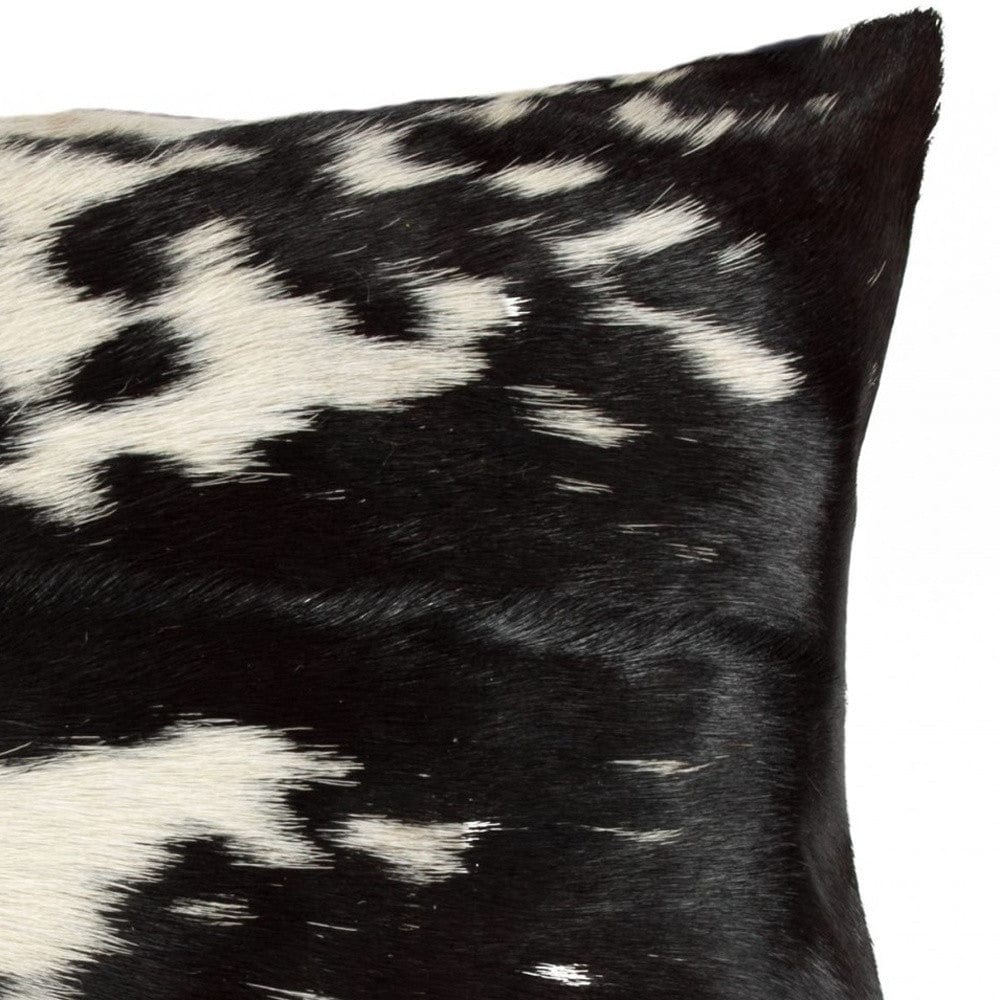 18" Black and White Cowhide Throw Pillow - Homeroots - Flyclothing LLC