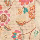 70" X 50" Beige Pink Orange and Green Kantha Cotton Floral Throw Blanket with Embroidery - Homeroots - Flyclothing LLC